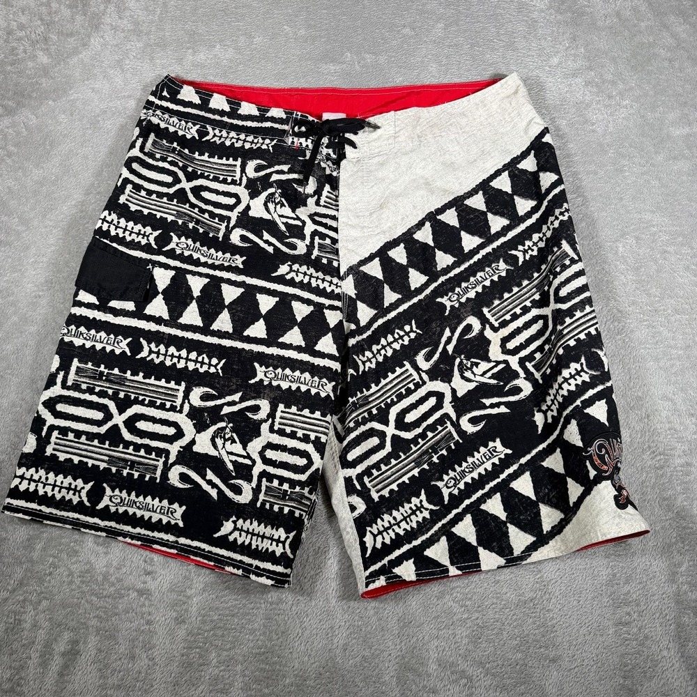 Quiksilver Board Shorts Mens 38 Black Eddie Aikau Big Wave Invitational Surf Y2K